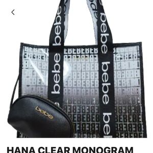 Bebe Black and Silver Transparent Tote